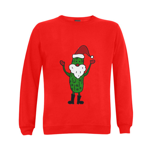 Funny Christmas Pickle Santa Claus Gildan Crewneck Sweatshirt(NEW) (Model H01)