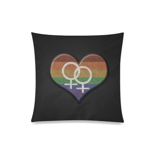 Lesbian Pride Heart Custom Zippered Pillow Case 20"x20"(Twin Sides)