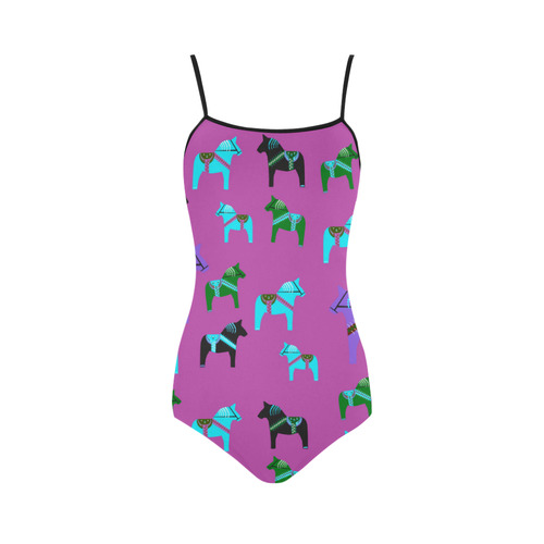 Dala Horse Unique Folk Art Style Strap Swimsuit ( Model S05)