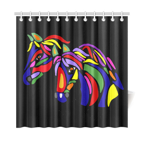 Artsy Horses Abstract Art Shower Curtain 72"x72"