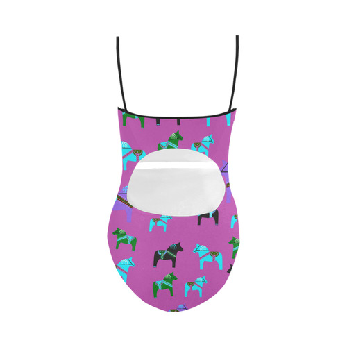 Dala Horse Unique Folk Art Style Strap Swimsuit ( Model S05)