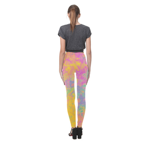 yellow turquoise pink Cassandra Women's Leggings (Model L01)