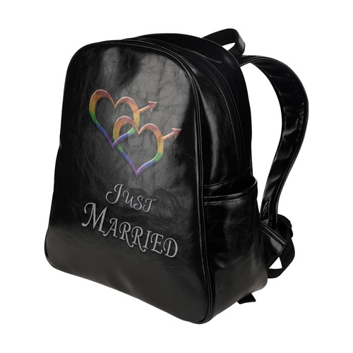 Just Married Gay Pride Multi-Pockets Backpack (Model 1636)
