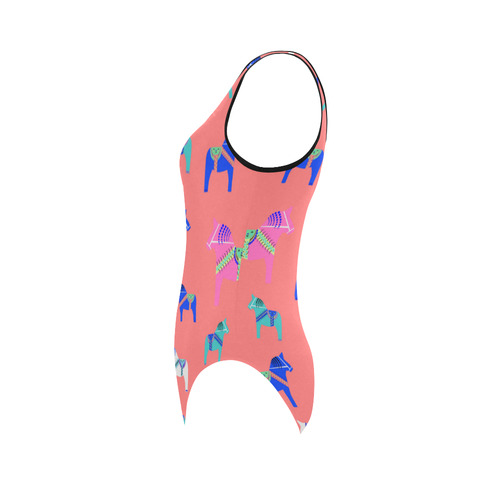 Dala Horse Colorful and Festive Folk Art Vest One Piece Swimsuit (Model S04)