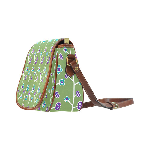 Retro Flowers Saddle Bag/Large (Model 1649) ID D732694