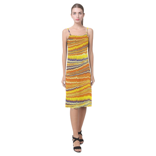 Electrified Ripples Yellow Orange Alcestis Slip Dress (Model D05)