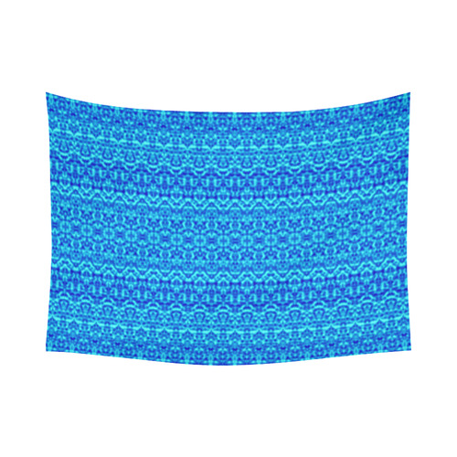 Abstract Blue Damask Cotton Linen Wall Tapestry 80"x 60"