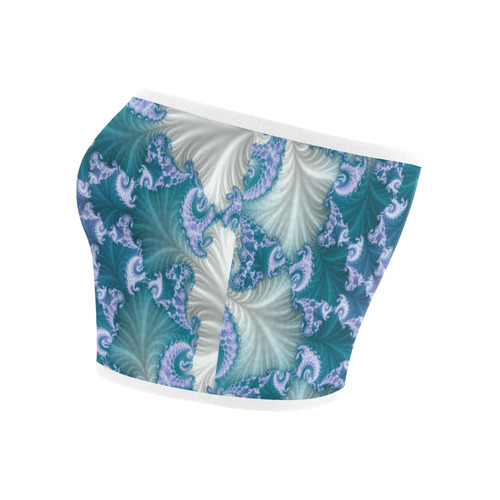 Floral spiral in soft blue on flowing fabric Bandeau Top