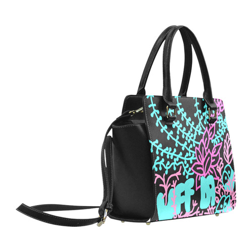 UFFDA Tangle Garden Pink BLue Black Classic Shoulder Handbag (Model 1653)