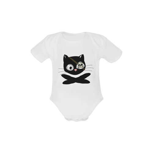 Cute Pirate Kitty Cat With Eye Patch Baby Powder Organic Short Sleeve One Piece (Model T28)