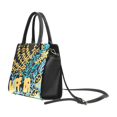 UFFDA Tangle Garden Blue Yellow Black Classic Shoulder Handbag (Model 1653)