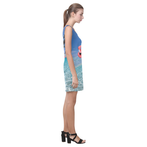 Flamingo and Palms Medea Vest Dress (Model D06)