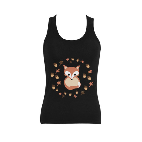 Fox in autumn Women's Shoulder-Free Tank Top (Model T35)