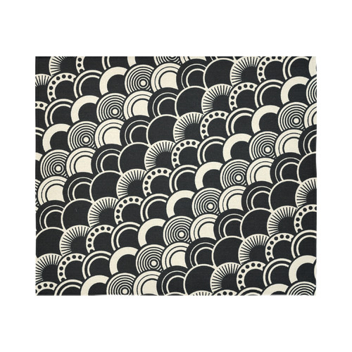 Art Deco in Black and Ivory Cotton Linen Wall Tapestry 60"x 51"