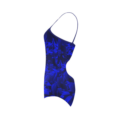 A202 Blue Peaks Abstract Strap Swimsuit ( Model S05)