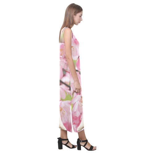 Cat and Flowers Phaedra Sleeveless Open Fork Long Dress (Model D08)