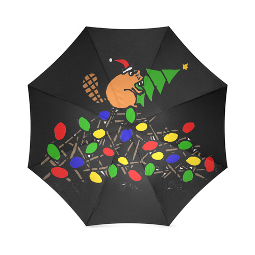 Funny Christmas Beaver Foldable Umbrella (Model U01)