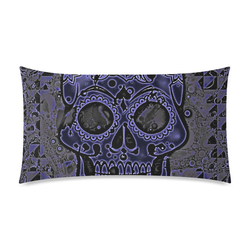 skull blue Rectangle Pillow Case 20"x36"(Twin Sides)