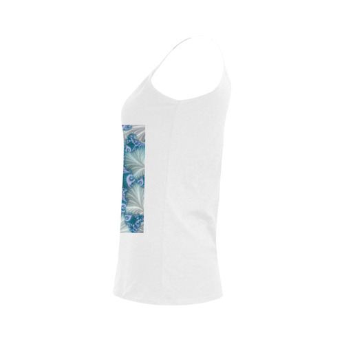 Floral spiral in soft blue on flowing fabric Women's Spaghetti Top (USA Size) (Model T34)
