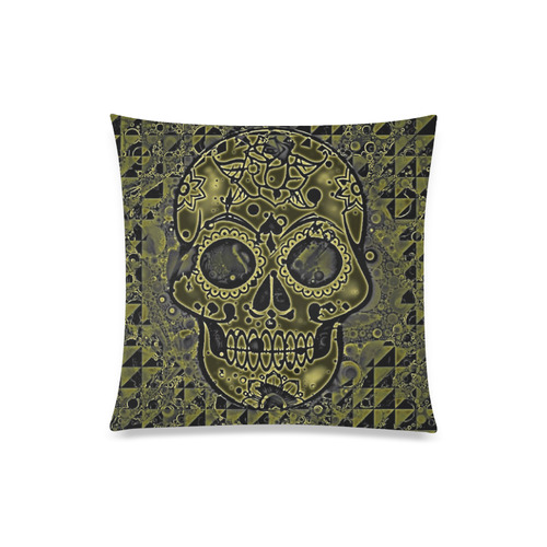 skull golden Custom Zippered Pillow Case 20"x20"(Twin Sides)