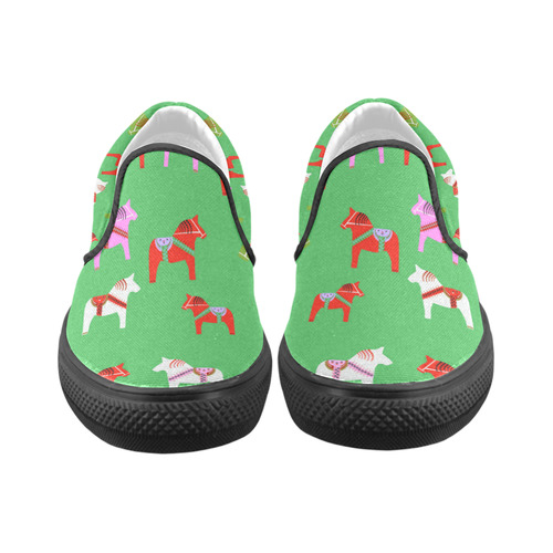 Dala Horses Decorative and Cute Christmas Edition Women's Unusual Slip-on Canvas Shoes (Model 019)