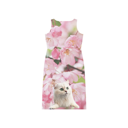 Cat and Flowers Phaedra Sleeveless Open Fork Long Dress (Model D08)