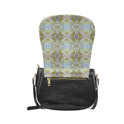 White Yellow  Pattern Classic Saddle Bag/Large (Model 1648)