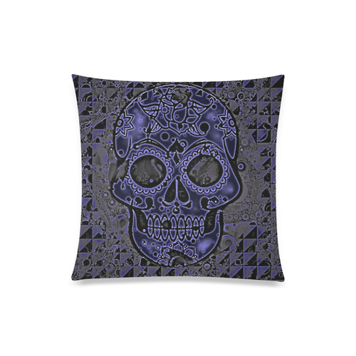 skull blue Custom Zippered Pillow Case 20"x20"(Twin Sides)