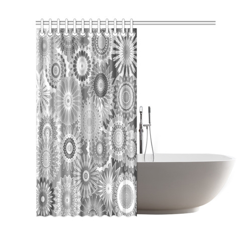 Funky flowers bw Shower Curtain 69"x70"