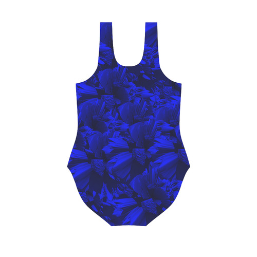 A202 Blue Peaks Abstract Vest One Piece Swimsuit (Model S04)