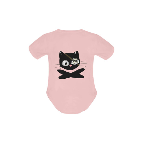 Cute Pirate Kitty Cat With Eye Patch Baby Powder Organic Short Sleeve One Piece (Model T28)