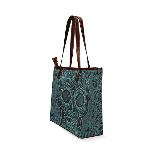 skull aqua Shoulder Tote Bag (Model 1646)