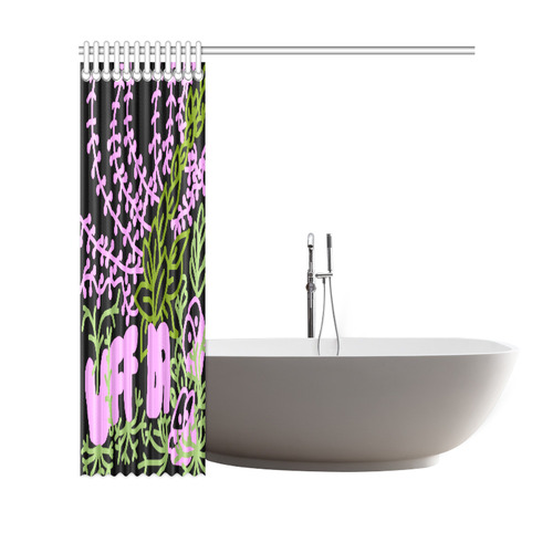 Uff Da Tangle Garden Pink Green Black Shower Curtain 69"x70"