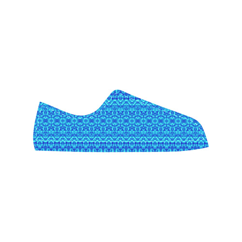 Abstract Blue Damask Men's Classic Canvas Shoes/Large Size (Model 018)