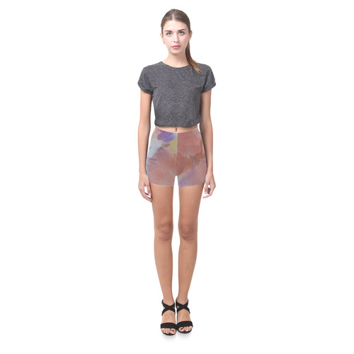 Abstract Floral Watercolor Briseis Skinny Shorts (Model L04)