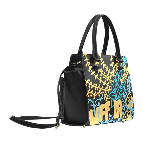 UFFDA Tangle Garden Blue Yellow Black Classic Shoulder Handbag (Model 1653)