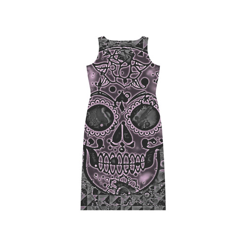 skull pink Phaedra Sleeveless Open Fork Long Dress (Model D08)