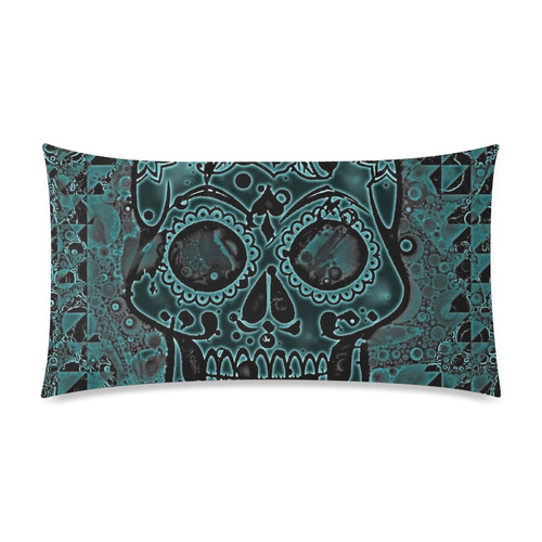 skull aqua Rectangle Pillow Case 20"x36"(Twin Sides)