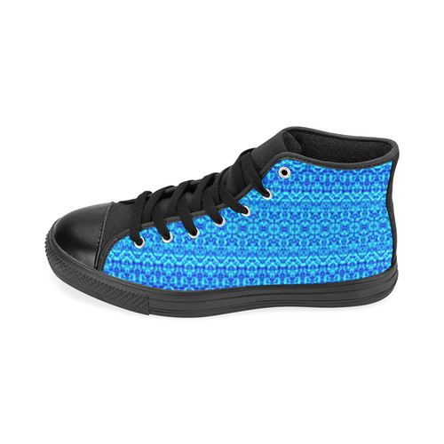 Abstract Blue Damask Men’s Classic High Top Canvas Shoes /Large Size (Model 017)