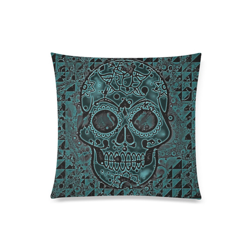 skull aqua Custom Zippered Pillow Case 20"x20"(Twin Sides)