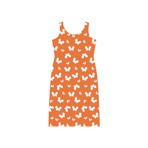 Cute orange Butterflies Phaedra Sleeveless Open Fork Long Dress (Model D08)