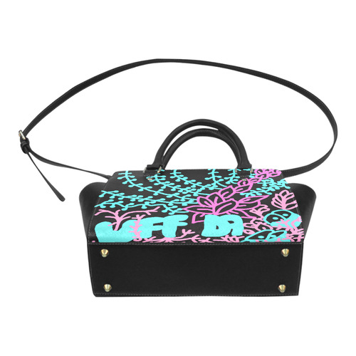 UFFDA Tangle Garden Pink BLue Black Classic Shoulder Handbag (Model 1653)