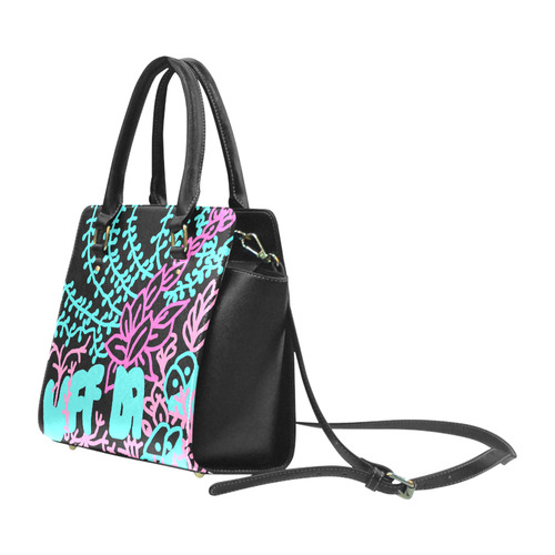 UFFDA Tangle Garden Pink BLue Black Classic Shoulder Handbag (Model 1653)