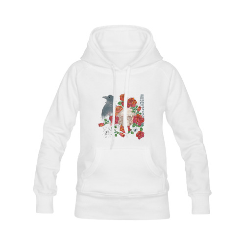 watercolor skull and roses Women's Classic Hoodies (Model H07)