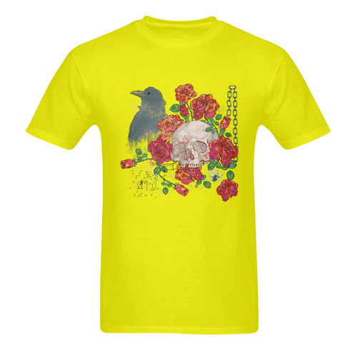 watercolor skull and roses Men's T-Shirt in USA Size (Two Sides Printing)