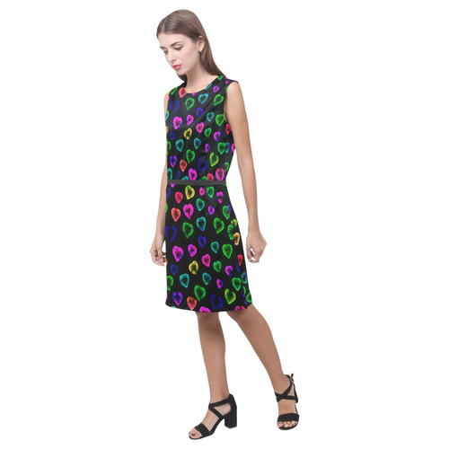 blurry neon hearts Eos Women's Sleeveless Dress (Model D01)