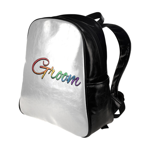 Gay Pride Rainbow "Groom" Multi-Pockets Backpack (Model 1636)