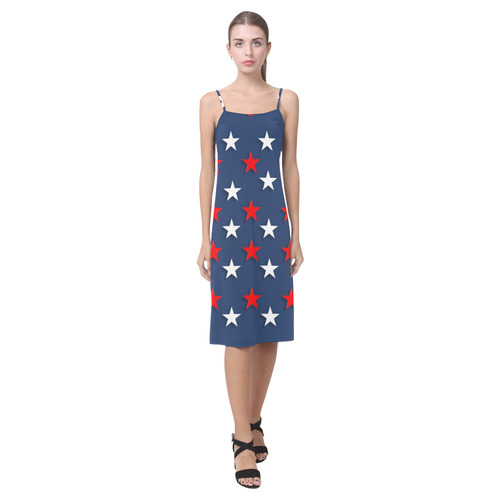 Navy Red White Stars Alcestis Slip Dress (Model D05)