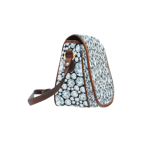 Luxurious white Diamond Pattern Saddle Bag/Small (Model 1649) Full Customization