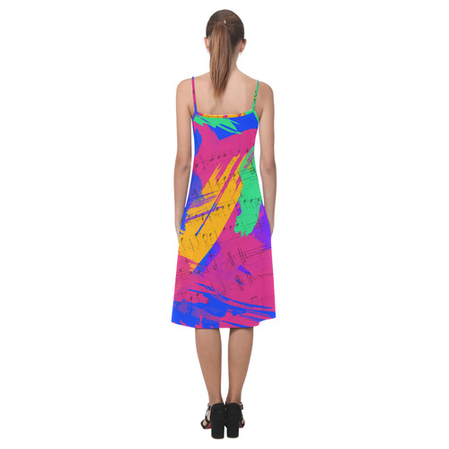 Groovy Paint Brush Strokes with Music Notes Alcestis Slip Dress (Model D05)